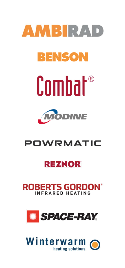 Major manufacturers which Harry Taylor works with – Ambirad, Benson, Combat, Powrmatic, Reznor, Roberts Gordon, Space-Ray, and Winterwarm